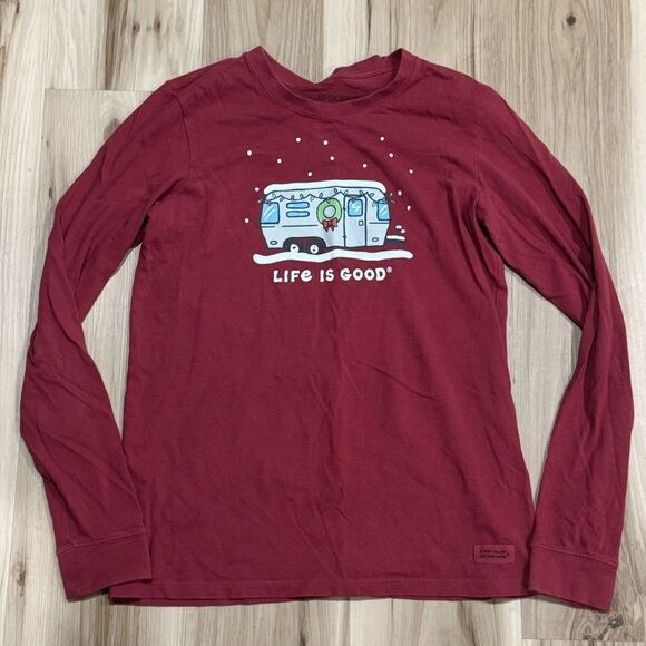 Life Is Good Crusher Tee Christmas Holiday Long Sleeve Women’s Small - Picture 1 of 2